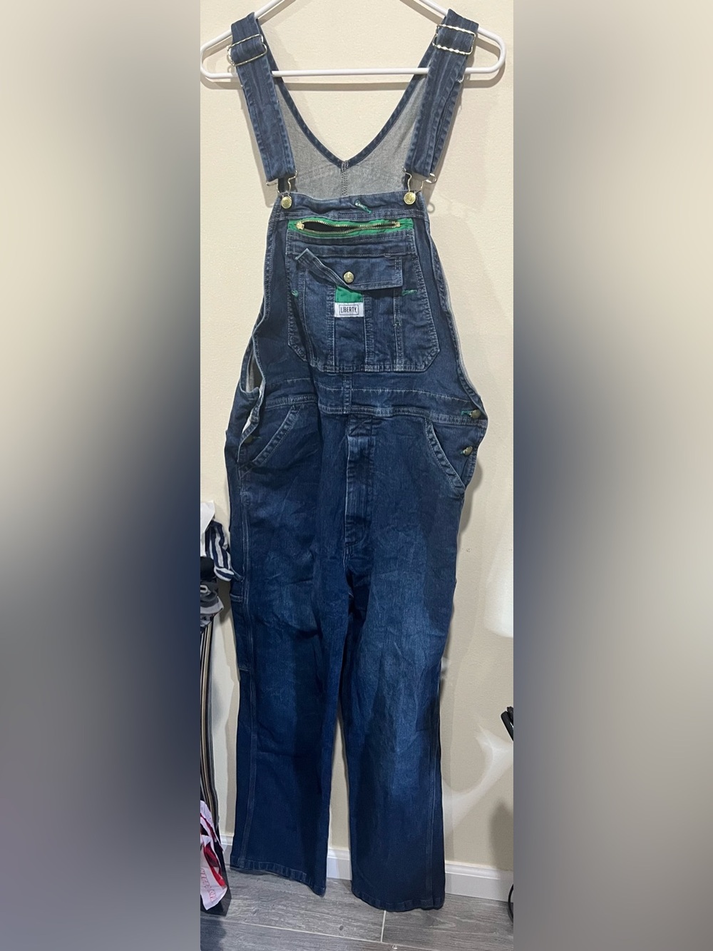 LIBERTY Classic Dark Blue Denim Overalls for Men - Casual Workwear Size 36x32